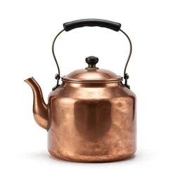 weathered copper kettle, commercial catalog photo, isolated on a pure white background, centered, entire object in frame, sharp focus, soft studio lighting