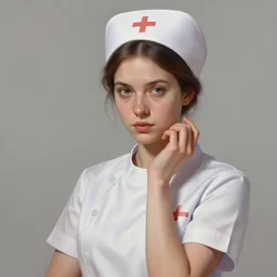 portrait of a nurse, expressive pose, ephemeral, highly detailed, digital painting, artstation, concept art, smooth, sharp focus, by Daniela Uhlig