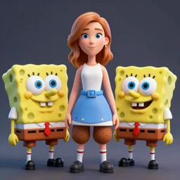 christina hendricks as spongebob characters, 3 d render, blender,