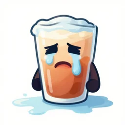 an anthropomorphic spilled drink crying, digital art