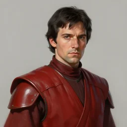 portrait of a man by greg rutkowski, royalti jedi knigh, short black hair, star wars expanded universe, he is about 5 0 years old, elegant, prideful, wearing red jedi armor, highly detailed portrait, digital painting, artstation, concept art, smooth, sharp foccus ilustration, artstation hq