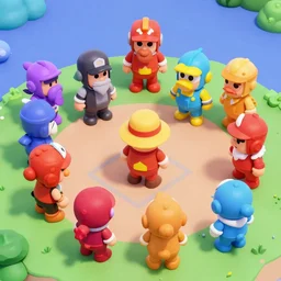 brawl stars character, top view, 3 d octane render
