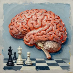 a chess game painted in 3d high relief coral brain painted in the style of the old masters, painterly, thick heavy impasto, expressive impressionist style, painted with a palette knife
