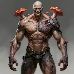 muscular male undead cyborg, muscle, fungus, painted by stanley lau, painted by greg rutkowski, painted by stanley, artgerm, masterpiece, digital art, trending on arts