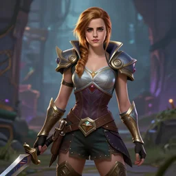 Emma Watson dressed as Miss Fortune from League of Legends. Legendary Skin. Digital Art. Trending on ArtStation. Epic Posing. Visually Stimulating