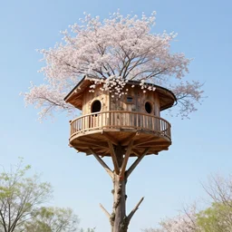 a beautiful very very tall treehouse during spring season, trending on artstation, very realistic, photorealistic, 1 4 k hd quality, highly detailed, vibrant, more coherent, super high quality, hyper realistic
