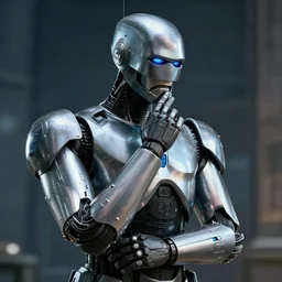 Robocop pondering his futuristic orb