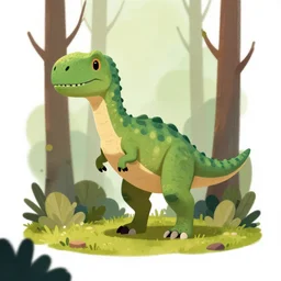 an illustration of a post - dinosaur hn in the woods, trending on artstation, central composition, very cartoon, shape focus, high detailed, by anton fadeev ze