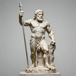 a full figure stone sculpture of Giant Orc holding a spear by Rodin and Bernini