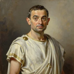 mr bean depicted as julius caesar, oil painting