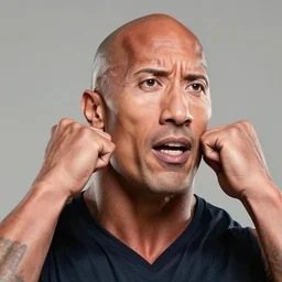 a photograph of Dwayne Johnson ripping his own head off