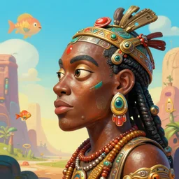 wide - angle profile face portrait of a tin toy african shaman doing cyberpunk! voodoo, nicoletta ceccoli, mark ryden, lostfish, max fleischer, hyper realistic, artstation, illustration, digital paint, matte paint, vivid colors, bright, cheerful, detailed and intricate environment