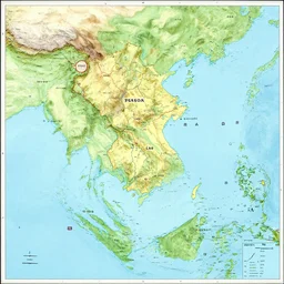 map of mainland southeast asia, zoom in burma thailand laos cambodia and vietnam, 1 7 th century, high accuracy, fantasy, based on geographical map,