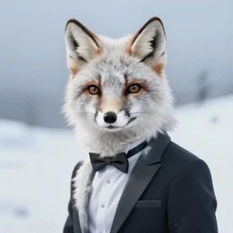 elegant anthropomorphic arctic fox butler by artgerm, victo ngai, ryohei hase, artstation, highly detailed digital painting, smooth, global illumination, fantasy art by greg rutkowsky, karl spitzweg