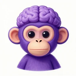 a frontal portait drawing of a small cute purple monkey with a brain cap by inio, beeple and james jean, aya takano color style, trippy, 8 k, super detailed, night sky 4 k, digital art, digital painting, clean