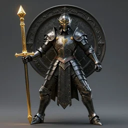 beautiful fantasy god walton goggins, black plate - armor, symmetrical face, golden gladius, intricate details, elegant, ultra realistic, wide angle, powerful pose, gothic style artifacts, highly detailed, unreal engine, octane render