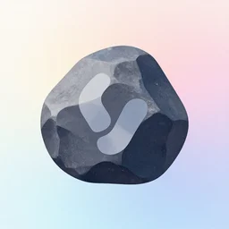 close - up 2 d render of a single rock, gradient background, crystalline, flat design, modern, grainy, logo, neumorphism