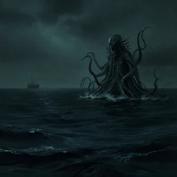 it was a night in 1 8 2 0, i hadn't seen a calm sea like that in days, everything seemed too silent to be real, far away i could see the danger that awaited us : the owner of the sea, the terrifying and fearsome cthulhu.