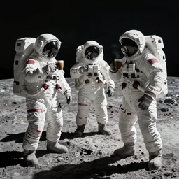 astronauts on the moon drinking coffee