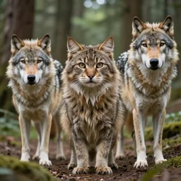 photo furry cat woman in a forest 8 b 4 with real wolves 8 g 3 0 b 1 ideal human face