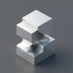 isometric view sculpture made of less stacked block, contemporary art, simple, silver steel, trending on behance, keyshot 1 1