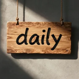 a wooden sign that says daily, marker, handwritten
