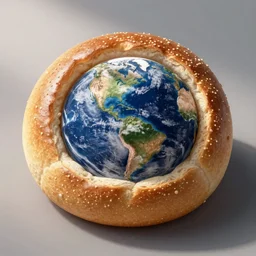planet earth in sesame bread bun