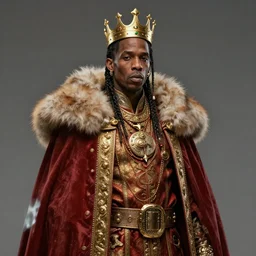 concept art of travis scott as a king, artstation, hyperdetalied, 8 k, high quality,