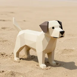 low polygon dog made out of sand