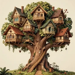 city of tree - houses at caras galadhon, intricate, elegant, highly detailed, john park, frazetta, john howe, ruan jia, jeffrey catherine jones