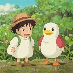 two beans go on an adventure together, ghibli, animated