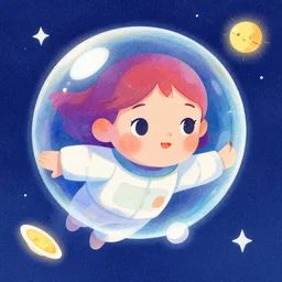 dithered illustration of a young girl floating in space, colorful, cute face by ilya kuvshinov, ( yoshinari yoh ), makoto shinkai, katsura masakazu, dynamic pose, mads berg, kyoani, rounded eyes, dithered illustration, anime poster, anime visual, halftone dots