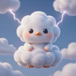 dodo in the form of clouds, thunder, 4k, post-processing, very very detailed, artstation, cute