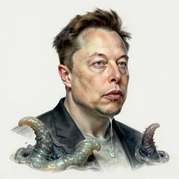 elon musk!!! as slimy mollusk, anthropomorphic character, drool, concept art, intricate, elegant, highly detailed, digital painting, artstation, wallpaper, smooth, sharp focus, illustration, art by h. r. giger and artgerm and greg rutkowski and alphonse mucha