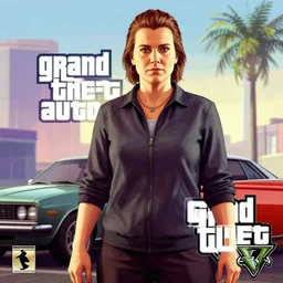 Marie Curie in Grand Theft Auto 5 cover art, epic, 4k resolution, extremely detailed, very sharp, artstation, digital art, vibrant,