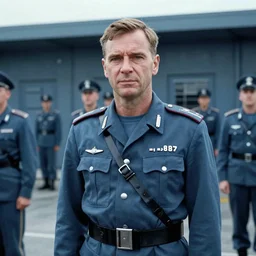 rutger hauer in a military base, 1 9 8 7, blue, movie still