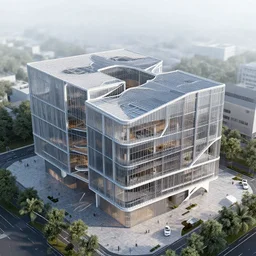 variation of 3 d box mass shape design, steel and glass, mvrdv, very detailed