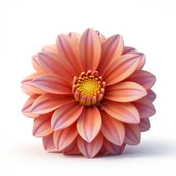 sleepy dahlia, clean 3d render, full body, isolated on a pure white background, centered, entire subject in frame, sharp focus, soft studio lighting