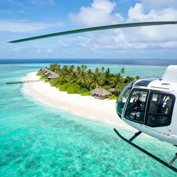 exotic location in the maldives, view from helicopter