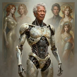 morgan freeman as a organic cyborg, diffuse lighting, fantasy, intricate, elegant, highly detailed, lifelike, photorealistic, digital painting, artstation, octane render, illustration, concept art, smooth, sharp focus, art by john collier and albert aublet and krenz cushart and artem demura and alphonse mucha