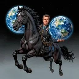 a dark horse comic book cover of jack Nicholson hovering in space and holding! Planet! Earth! In his palm!.