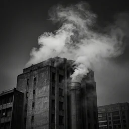 soot, smoke, building, art, photographic
