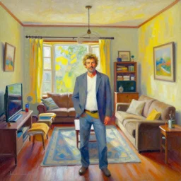 a bob ross painting of the inside of a house