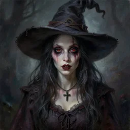 creepy ugly witch, hyperrealistic image, fantasy illustration, detailed painting, and deep color