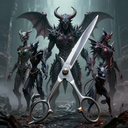 the god of small scissors!!, pitchburn devils!, security rhox, sauroform hybrid, forbidding spirit!!, guardian project, hackrobat!!!, cinematic, hyper realistic, detailed, 8k, octane render.