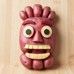 a tiki made of red potatoes in aldi