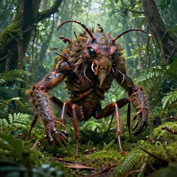 an incredible intricate surrealist monster of the mix of human and ants in the jungle, by the best photographer of national geographic, scientific photo, hight quality, realistic light, kodachrome 6 4, hiperdetailed