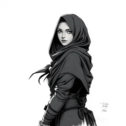 hijab tribe jaw japan, character designs, digital painting, charlie bowater, manga, ink illustration