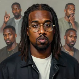 kanye west jesus with glasses, dnd character art portrait, matte fantasy painting, deviantart artstation, by jason felix by steve argyle by tyler jacobson by peter mohrbacher, cinema