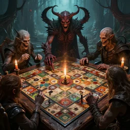 board games in hell, fantasy art